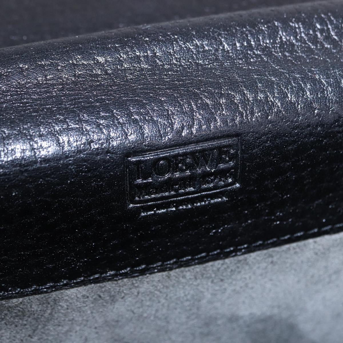 LOEWE Business Bag Leather Black Gold Tone Auth ep15399