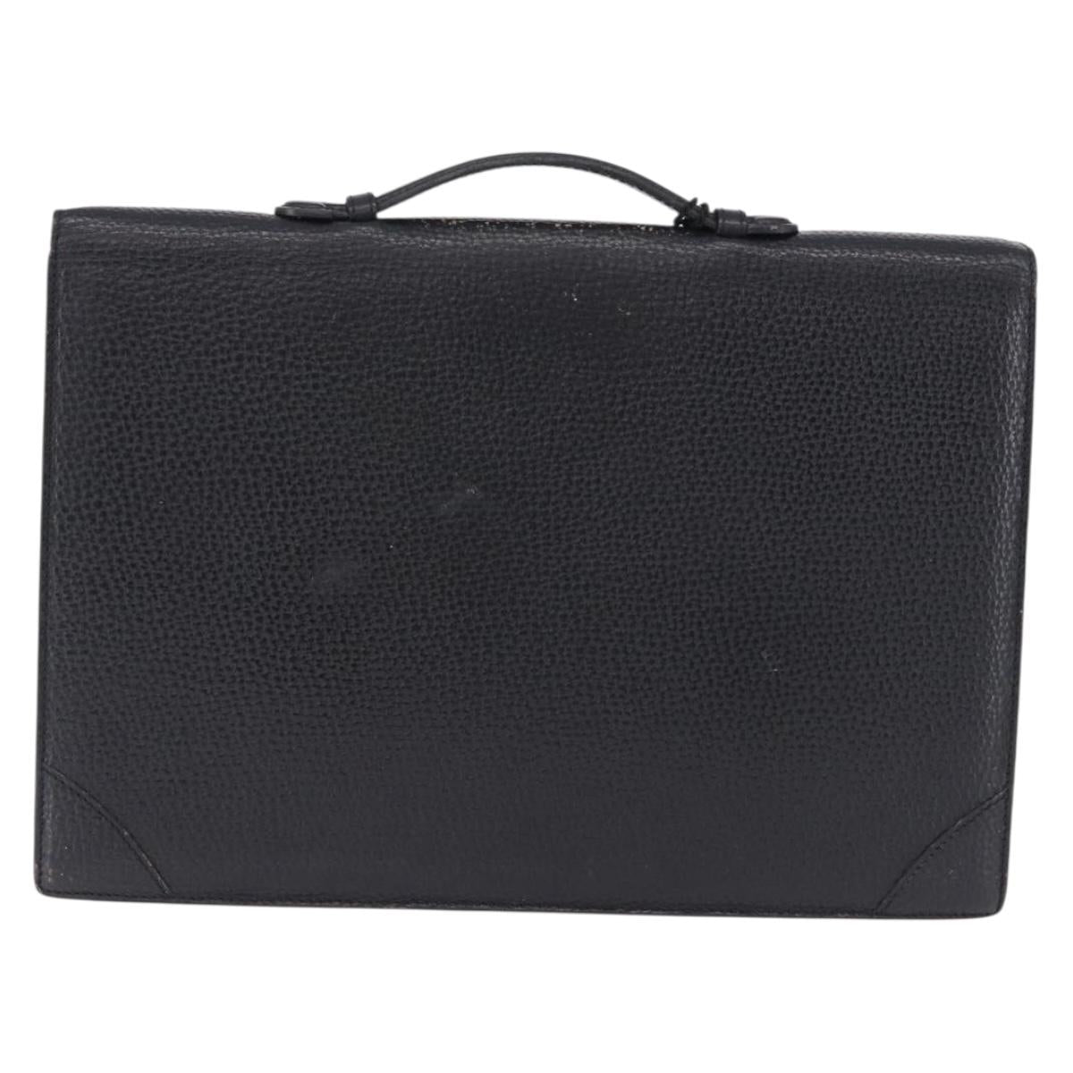 LOEWE Business Bag Leather Black Gold Tone Auth ep15399