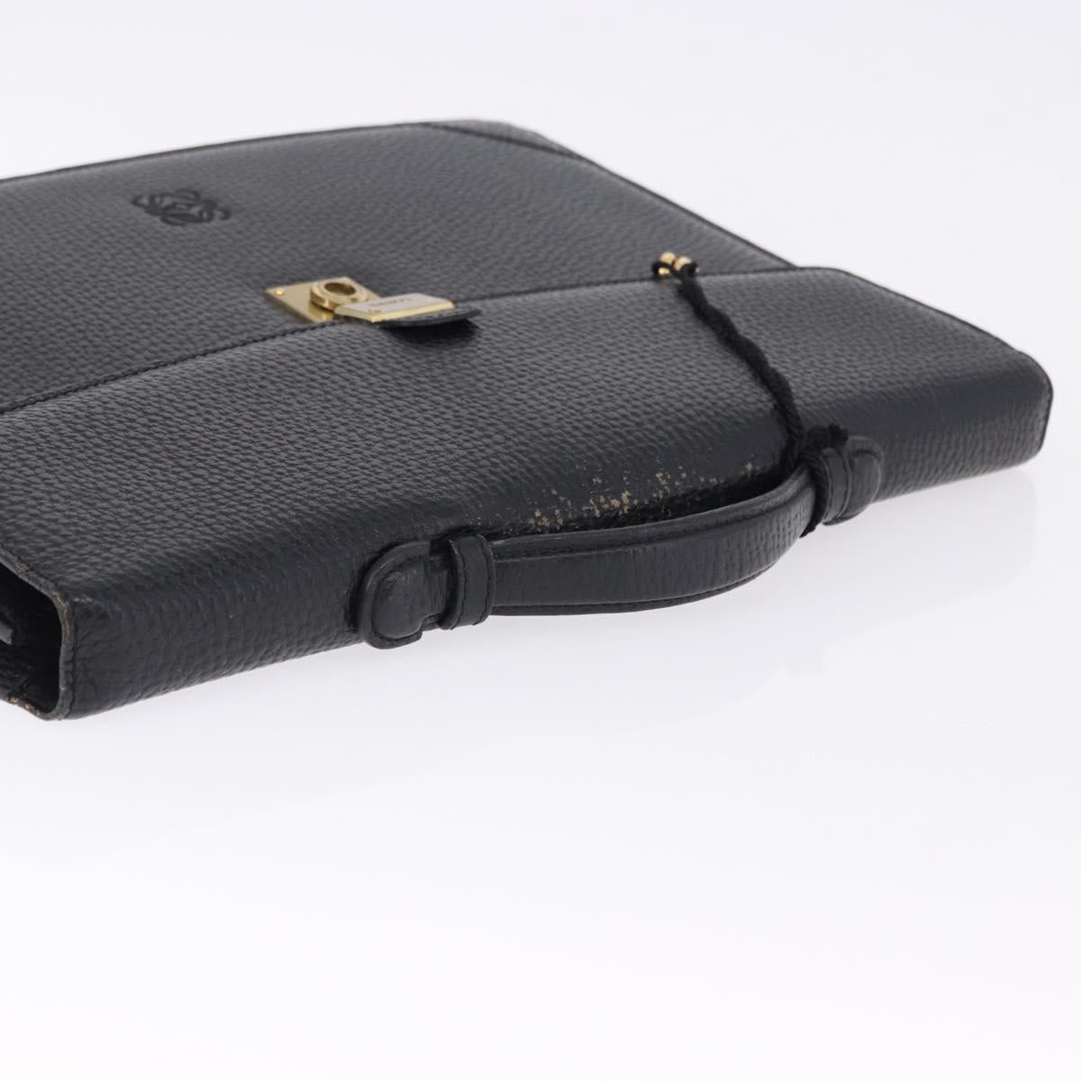 LOEWE Business Bag Leather Black Gold Tone Auth ep15399
