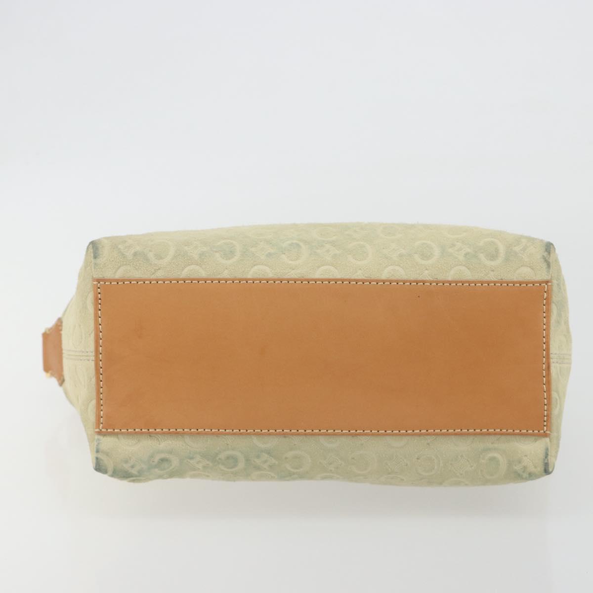 CELINE C Macadam Hand Bag Suede Beige Gold Tone Auth ep15402