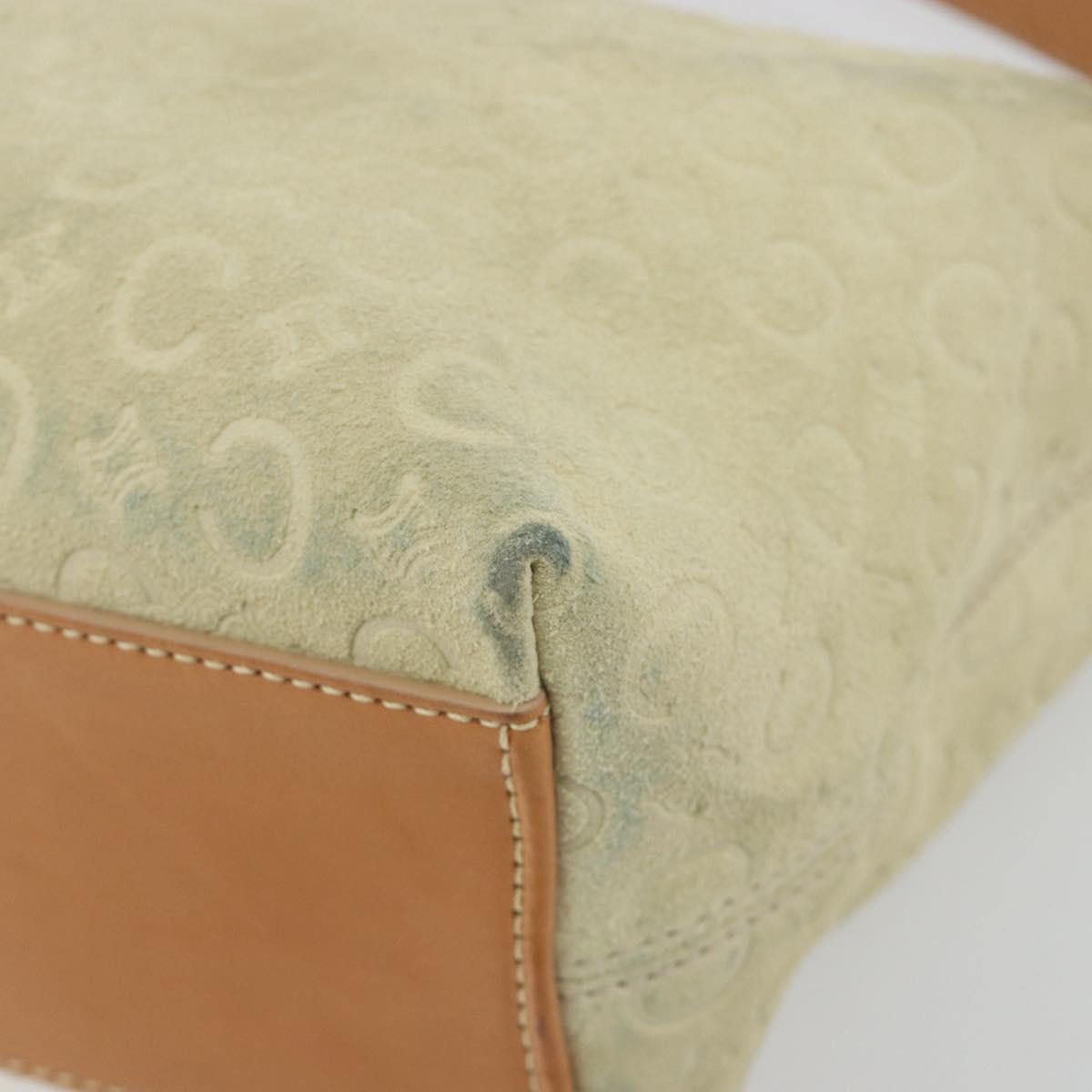 CELINE C Macadam Hand Bag Suede Beige Gold Tone Auth ep15402