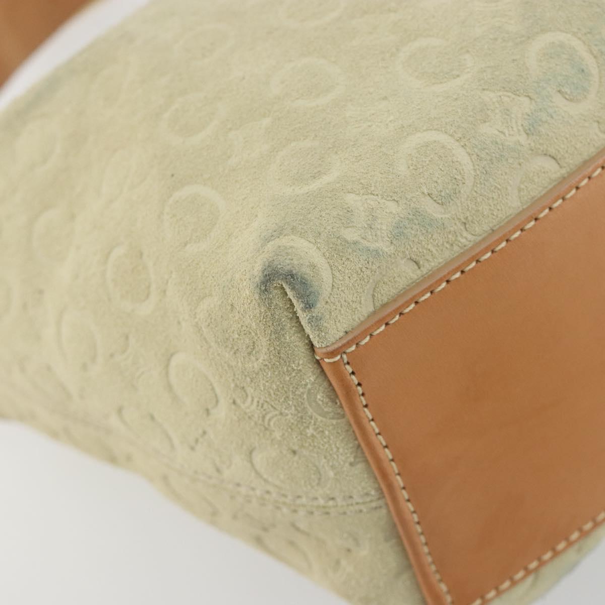 CELINE C Macadam Hand Bag Suede Beige Gold Tone Auth ep15402
