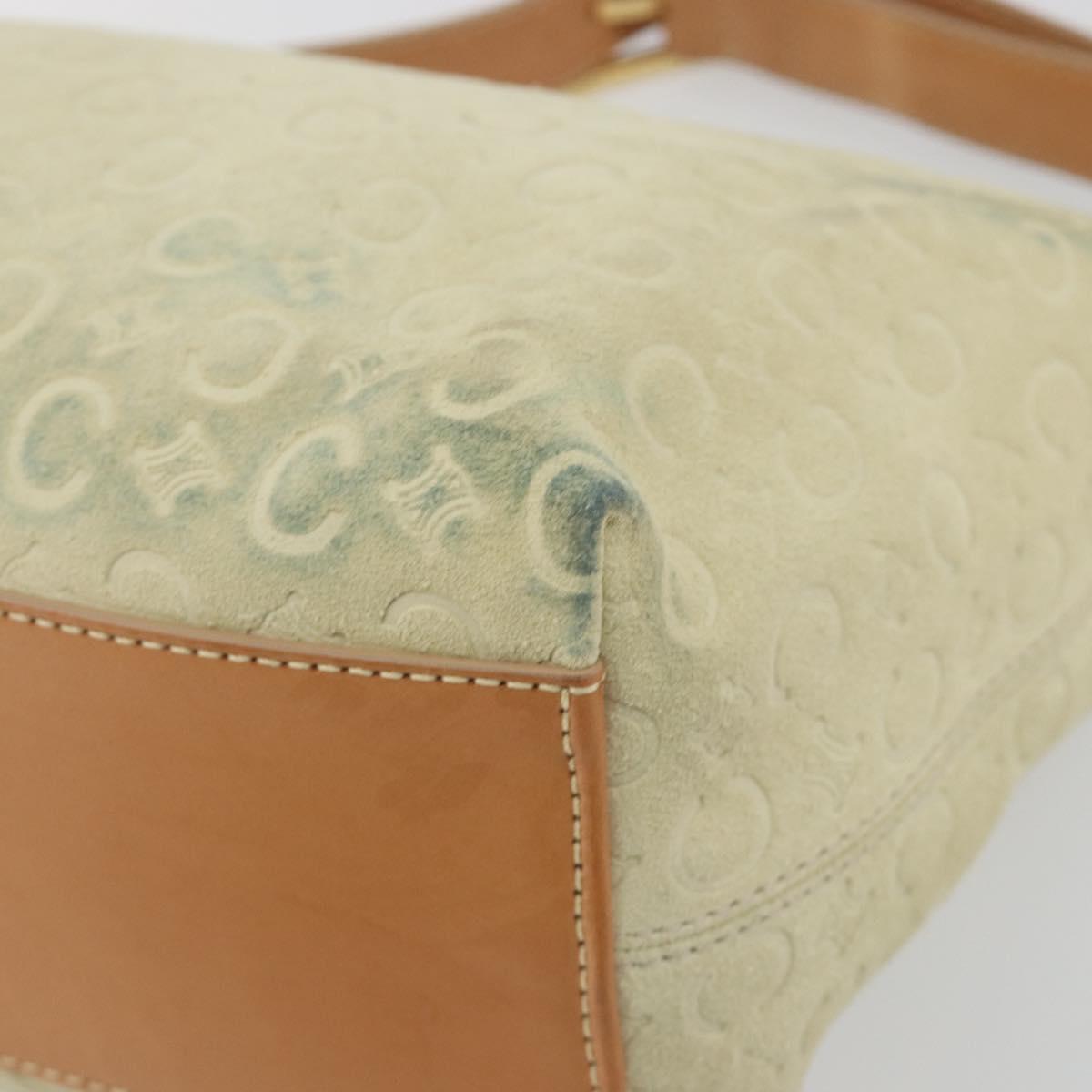 CELINE C Macadam Hand Bag Suede Beige Gold Tone Auth ep15402