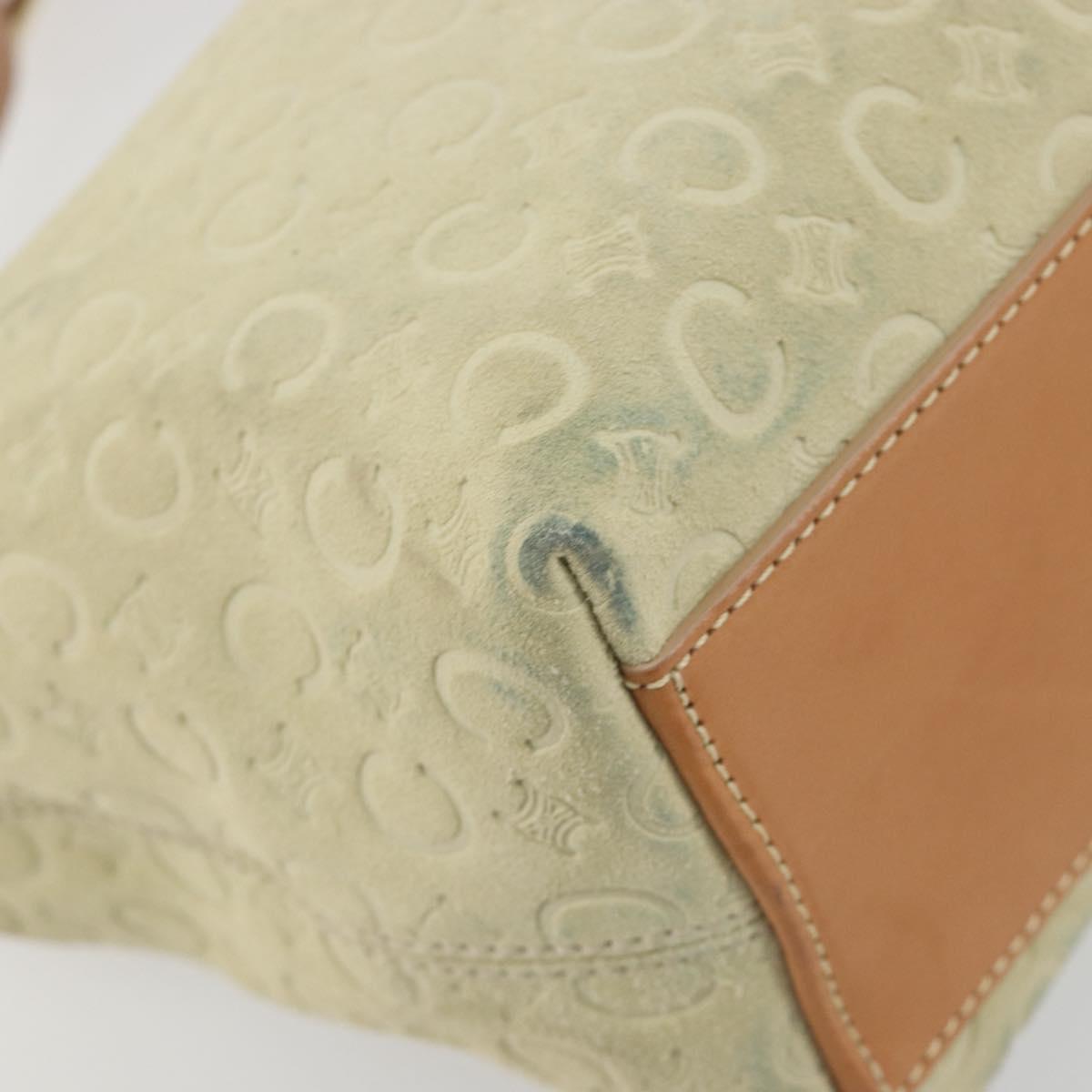 CELINE C Macadam Hand Bag Suede Beige Gold Tone Auth ep15402