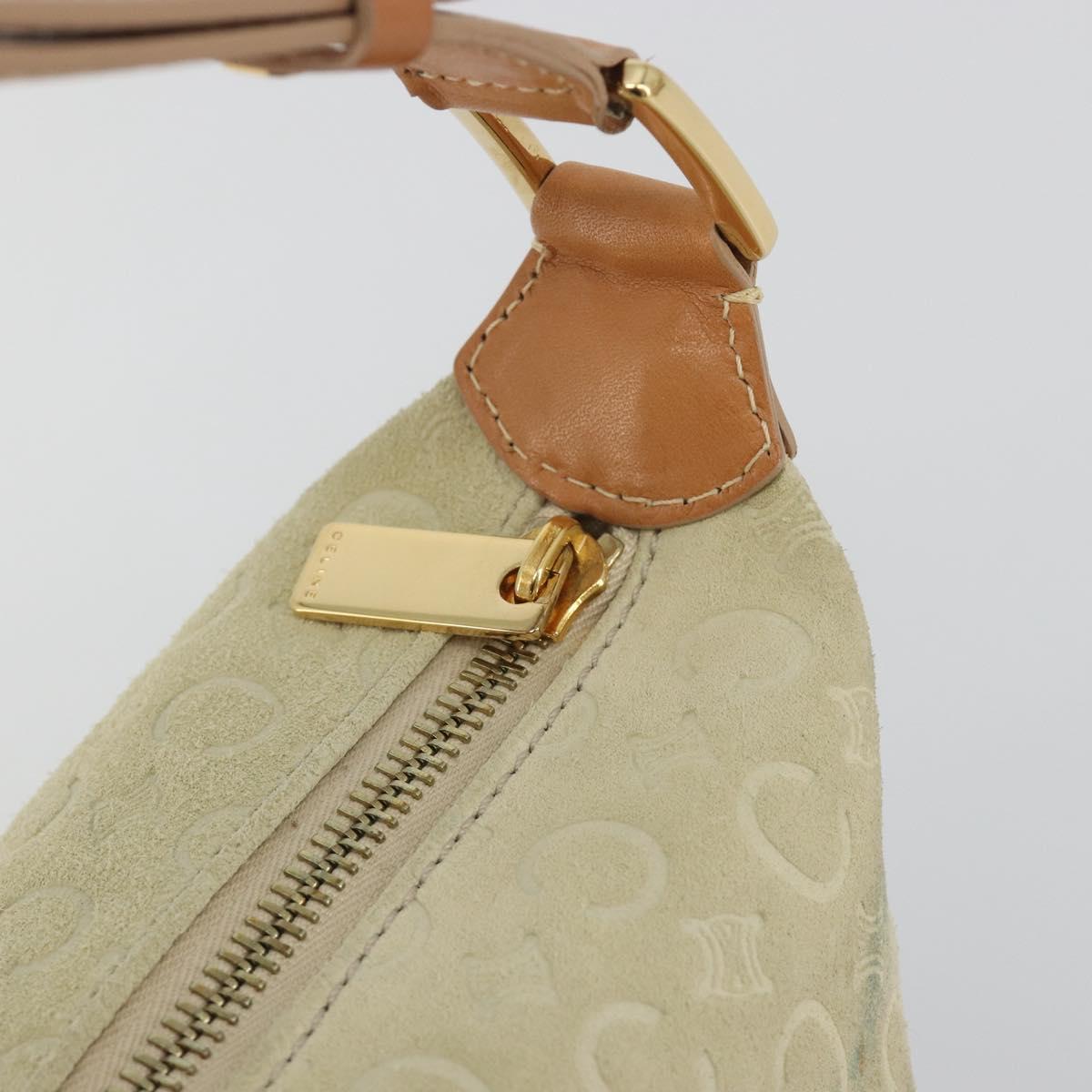 CELINE C Macadam Hand Bag Suede Beige Gold Tone Auth ep15402