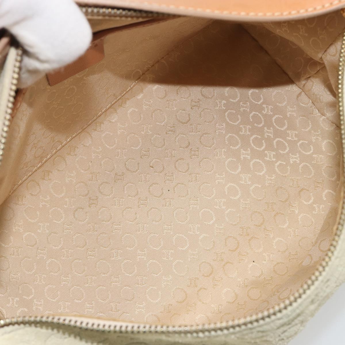 CELINE C Macadam Hand Bag Suede Beige Gold Tone Auth ep15402