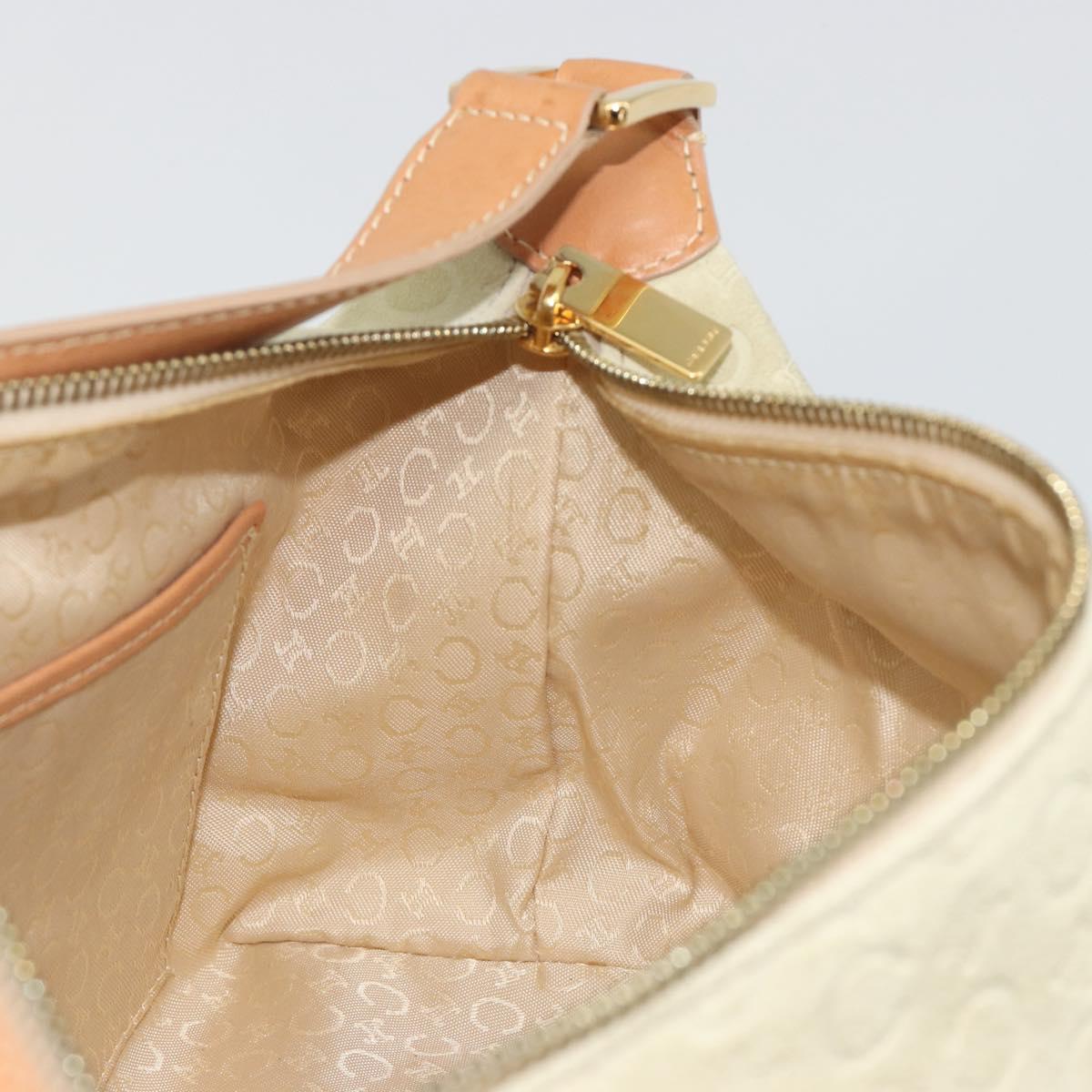 CELINE C Macadam Hand Bag Suede Beige Gold Tone Auth ep15402