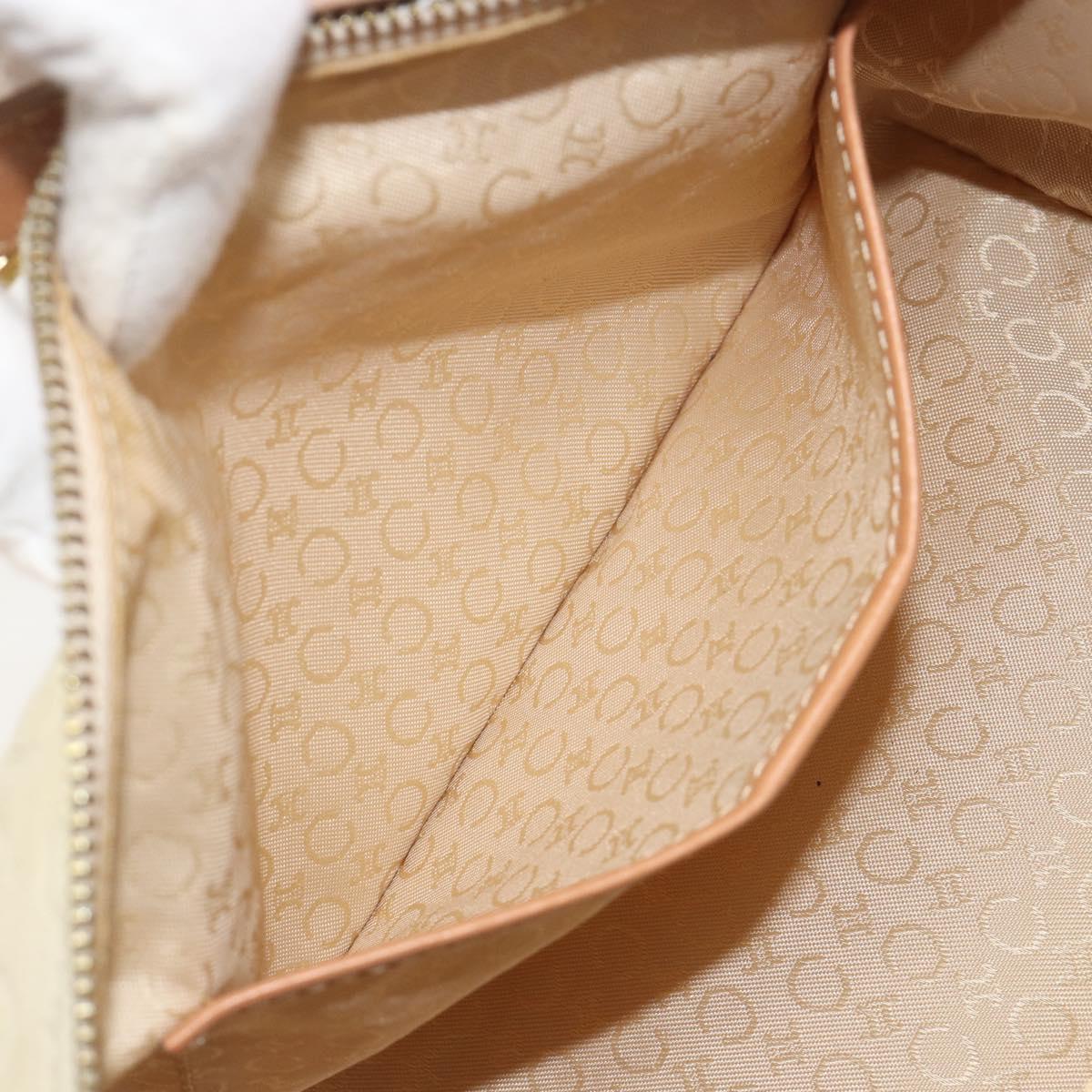 CELINE C Macadam Hand Bag Suede Beige Gold Tone Auth ep15402
