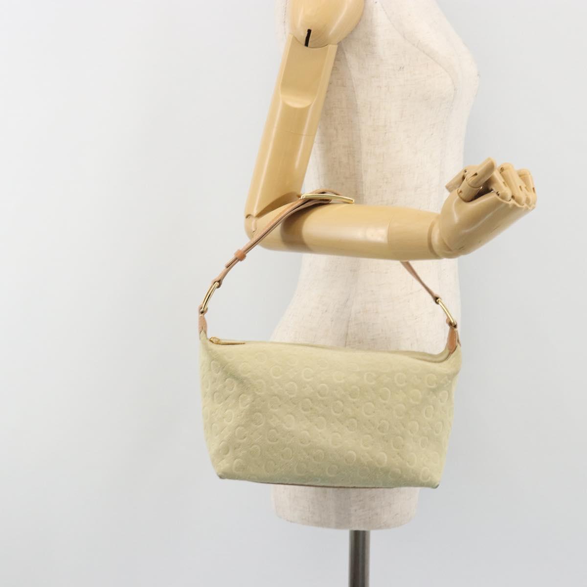 CELINE C Macadam Hand Bag Suede Beige Gold Tone Auth ep15402