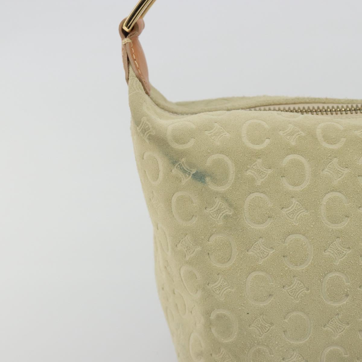 CELINE C Macadam Hand Bag Suede Beige Gold Tone Auth ep15402