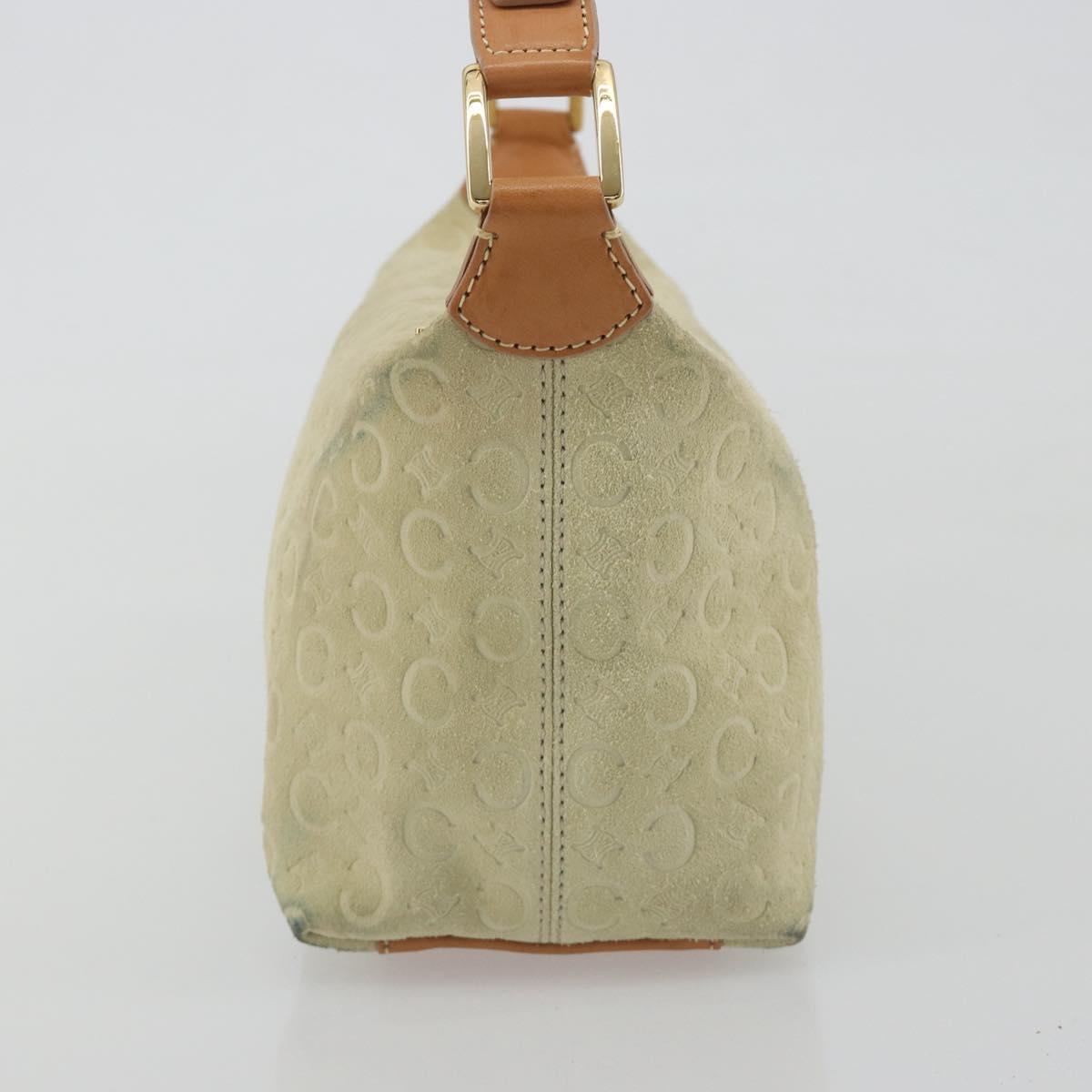 CELINE C Macadam Hand Bag Suede Beige Gold Tone Auth ep15402