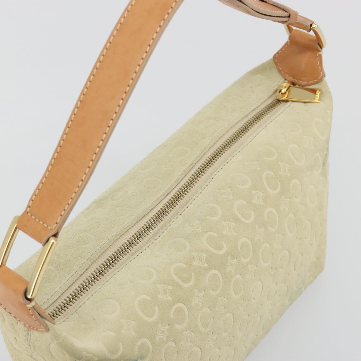 CELINE C Macadam Hand Bag Suede Beige Gold Tone Auth ep15402