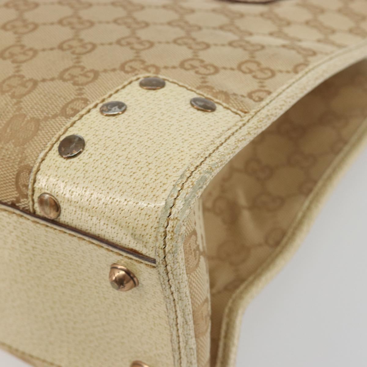 GUCCI GG Canvas Hand Bag Beige Bronze 124260 Auth ep15404