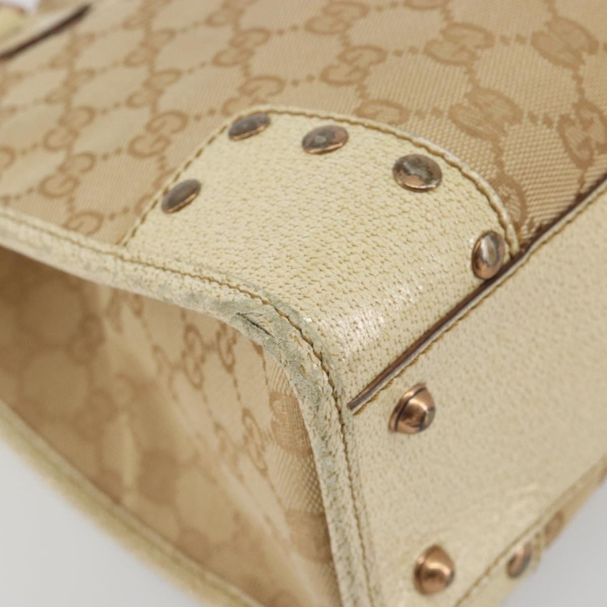GUCCI GG Canvas Hand Bag Beige Bronze 124260 Auth ep15404