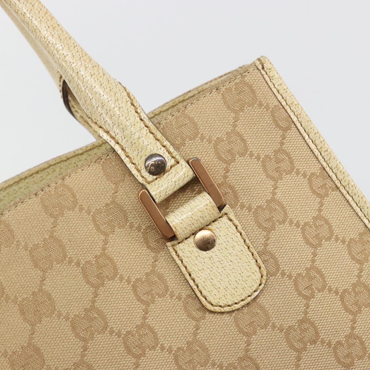 GUCCI GG Canvas Hand Bag Beige Bronze 124260 Auth ep15404