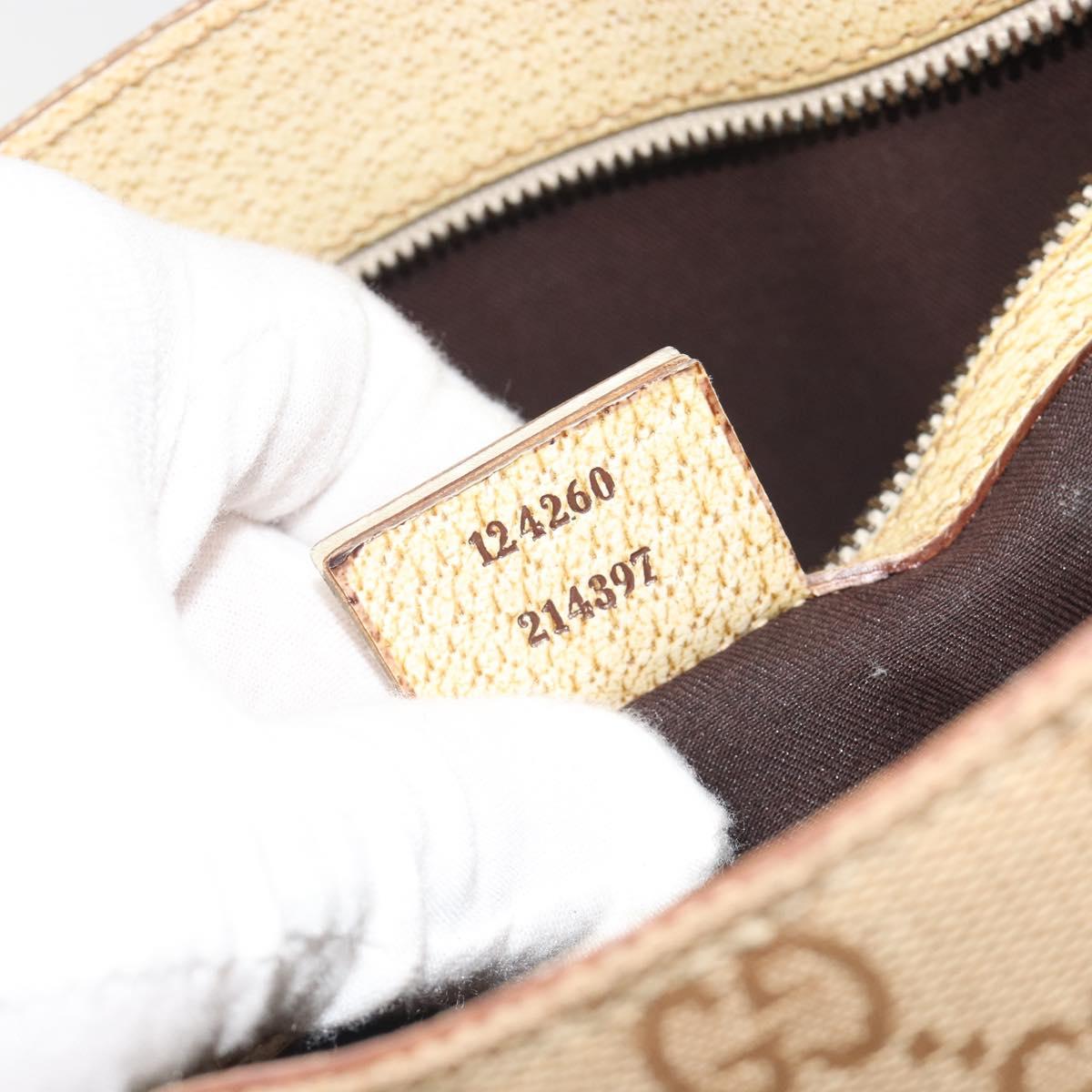 GUCCI GG Canvas Hand Bag Beige Bronze 124260 Auth ep15404