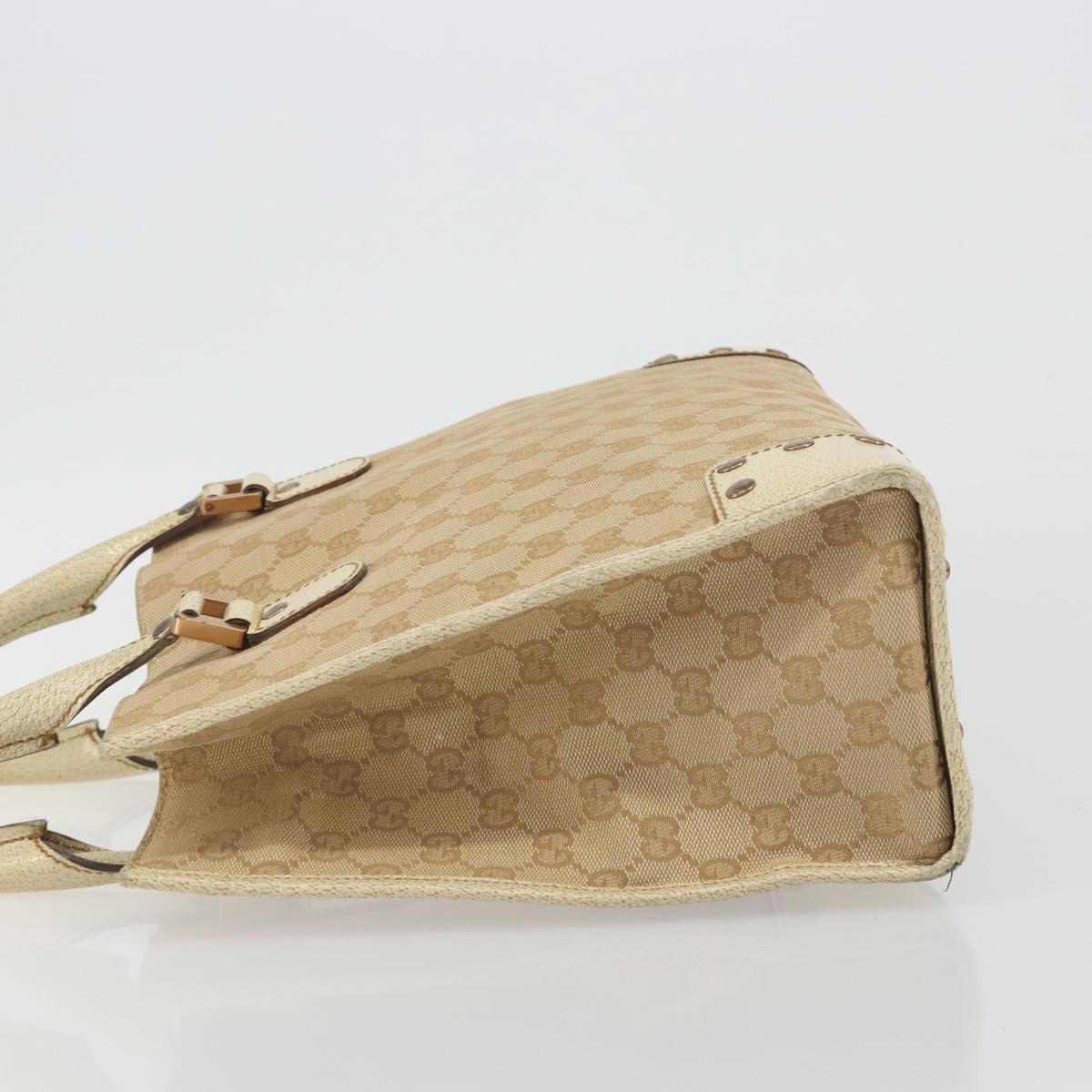 GUCCI GG Canvas Hand Bag Beige Bronze 124260 Auth ep15404