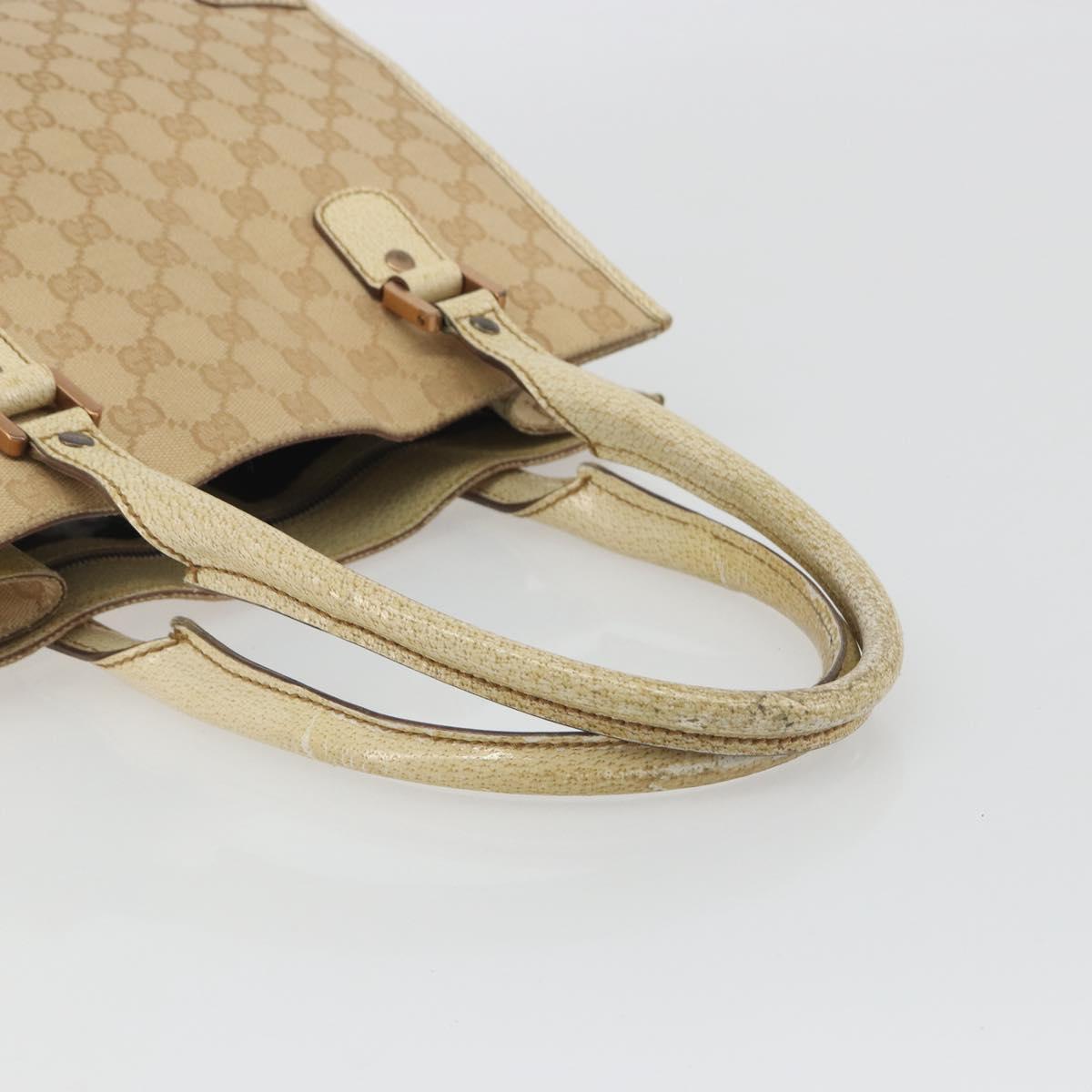 GUCCI GG Canvas Hand Bag Beige Bronze 124260 Auth ep15404
