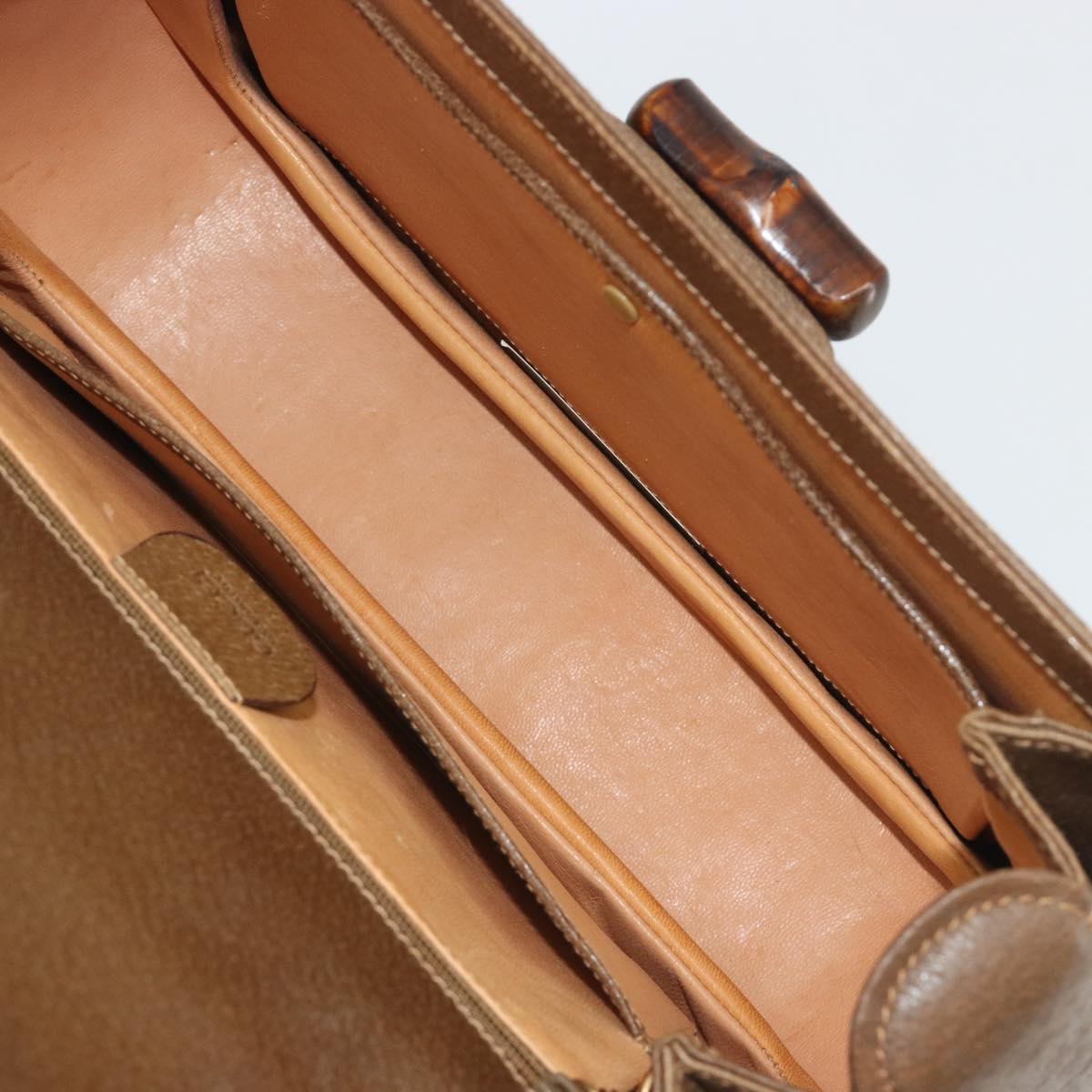 GUCCI Bamboo Hand Bag Leather Brown Gold Tone 000 01 0063 Auth ep15407A