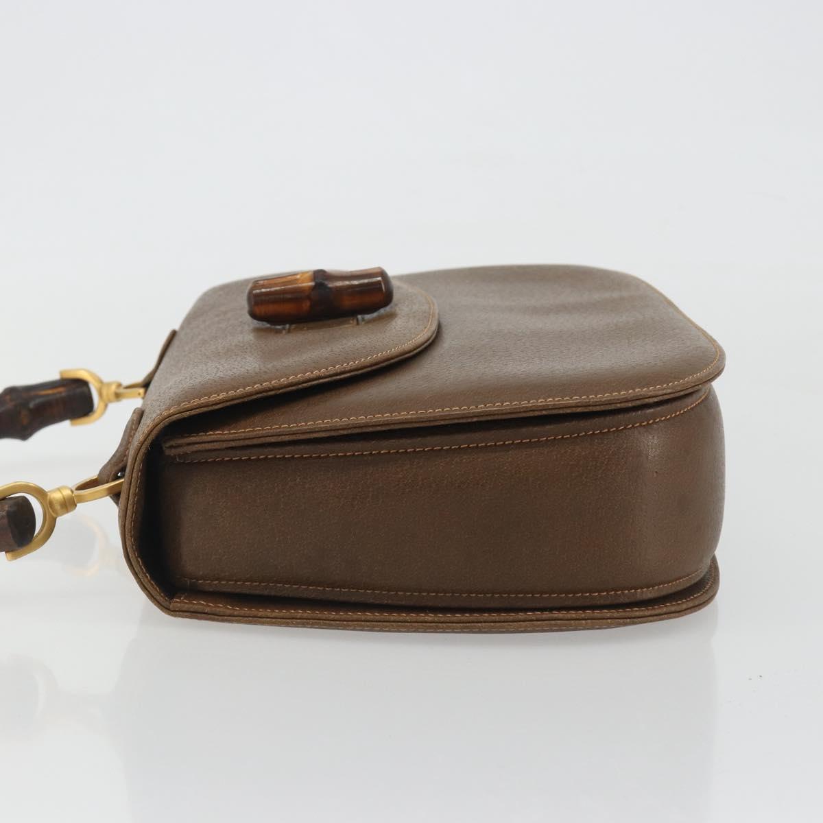 GUCCI Bamboo Hand Bag Leather Brown Gold Tone 000 01 0063 Auth ep15407A