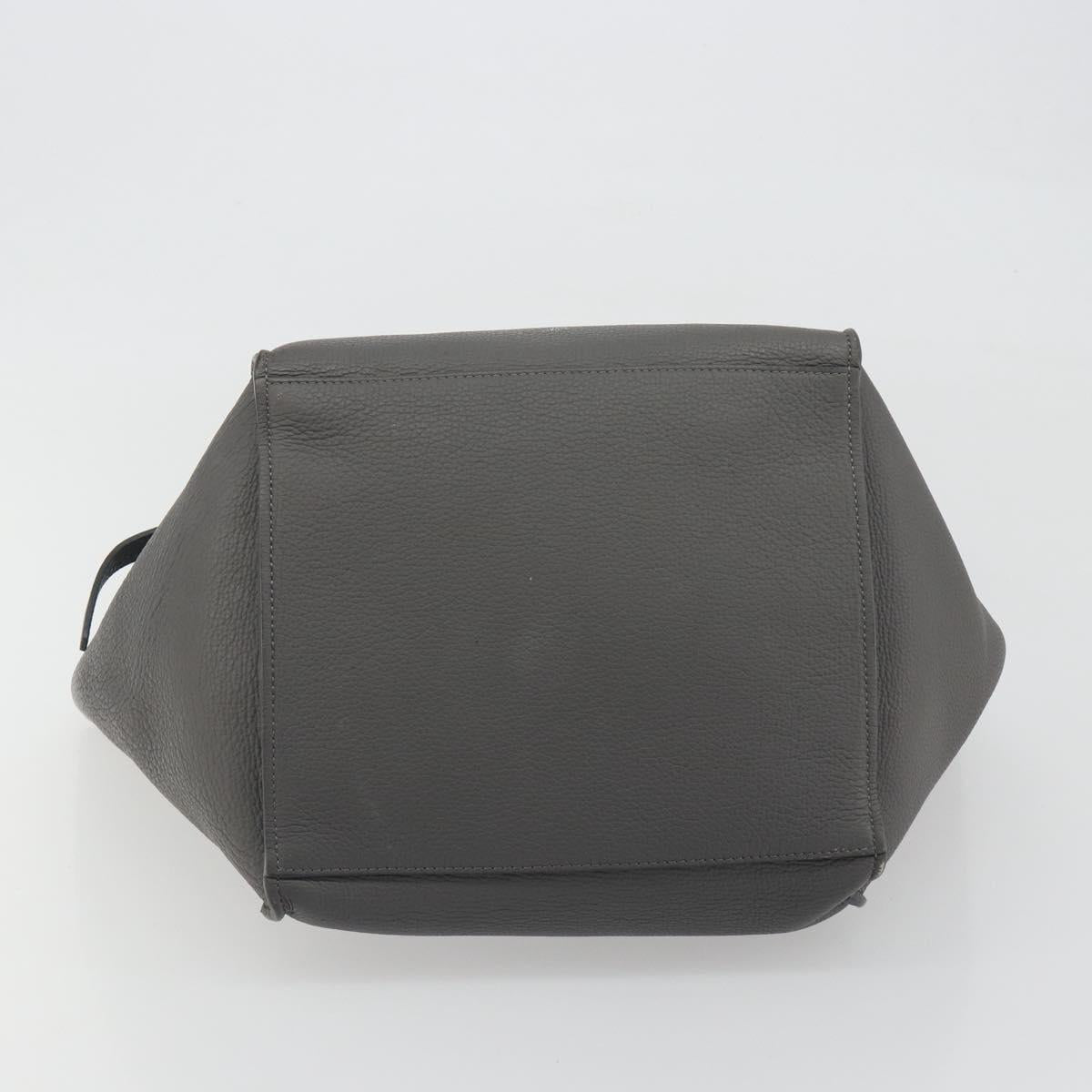 CELINE Big Bag Small Hand Bag Leather 2way Gray Silver Auth ep15408V