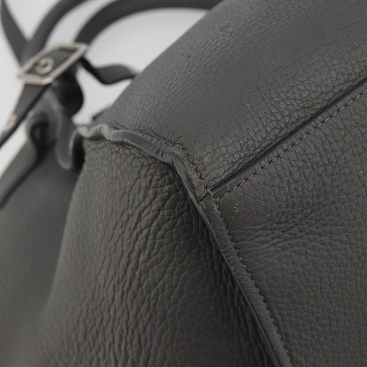 CELINE Big Bag Small Hand Bag Leather 2way Gray Silver Auth ep15408V