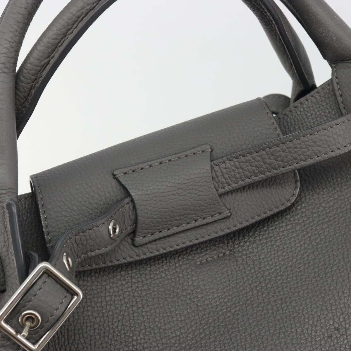 CELINE Big Bag Small Hand Bag Leather 2way Gray Silver Auth ep15408V
