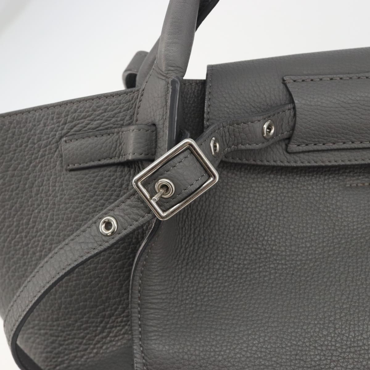 CELINE Big Bag Small Hand Bag Leather 2way Gray Silver Auth ep15408V