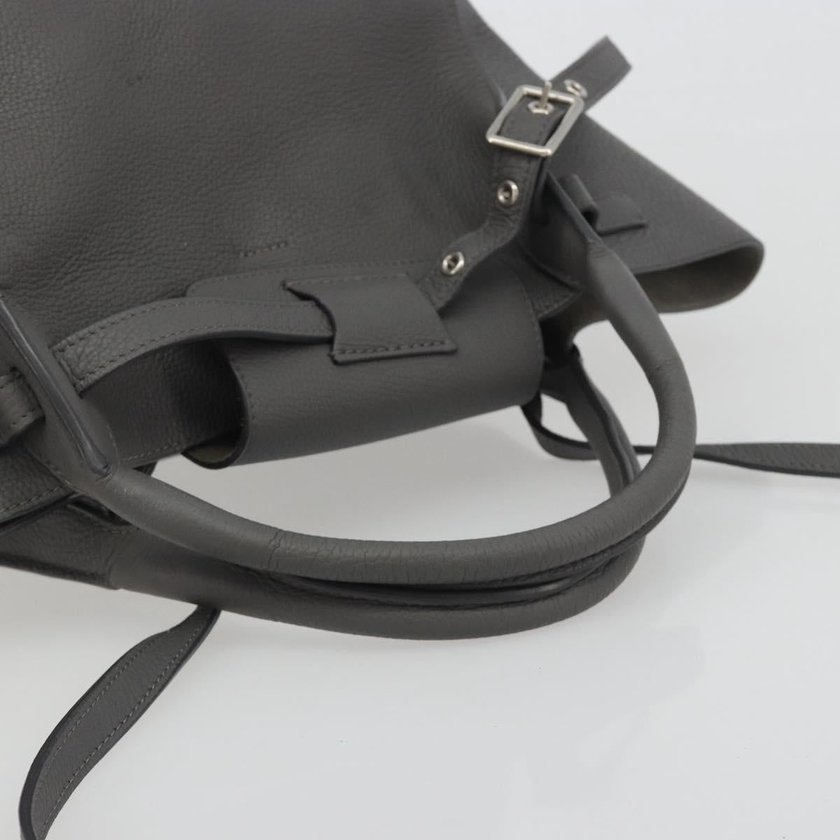CELINE Big Bag Small Hand Bag Leather 2way Gray Silver Auth ep15408V