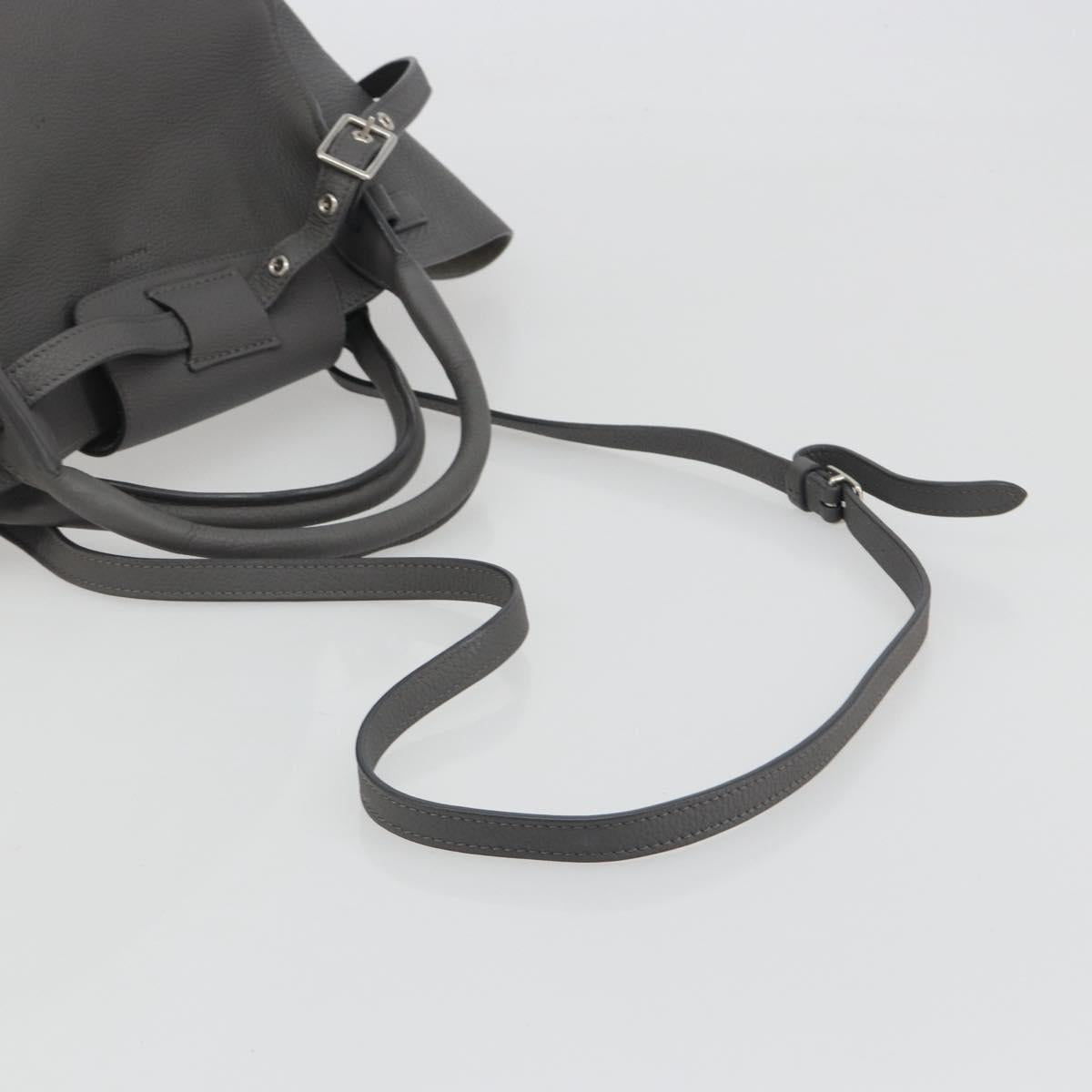 CELINE Big Bag Small Hand Bag Leather 2way Gray Silver Auth ep15408V