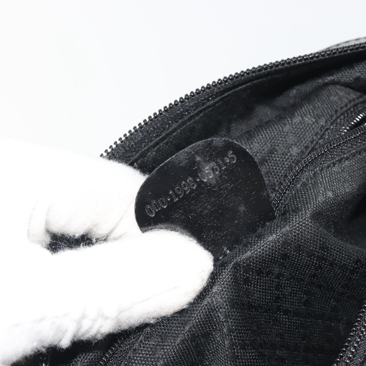 GUCCI Bamboo Hand Bag Nylon Black Silver Auth ep15413
