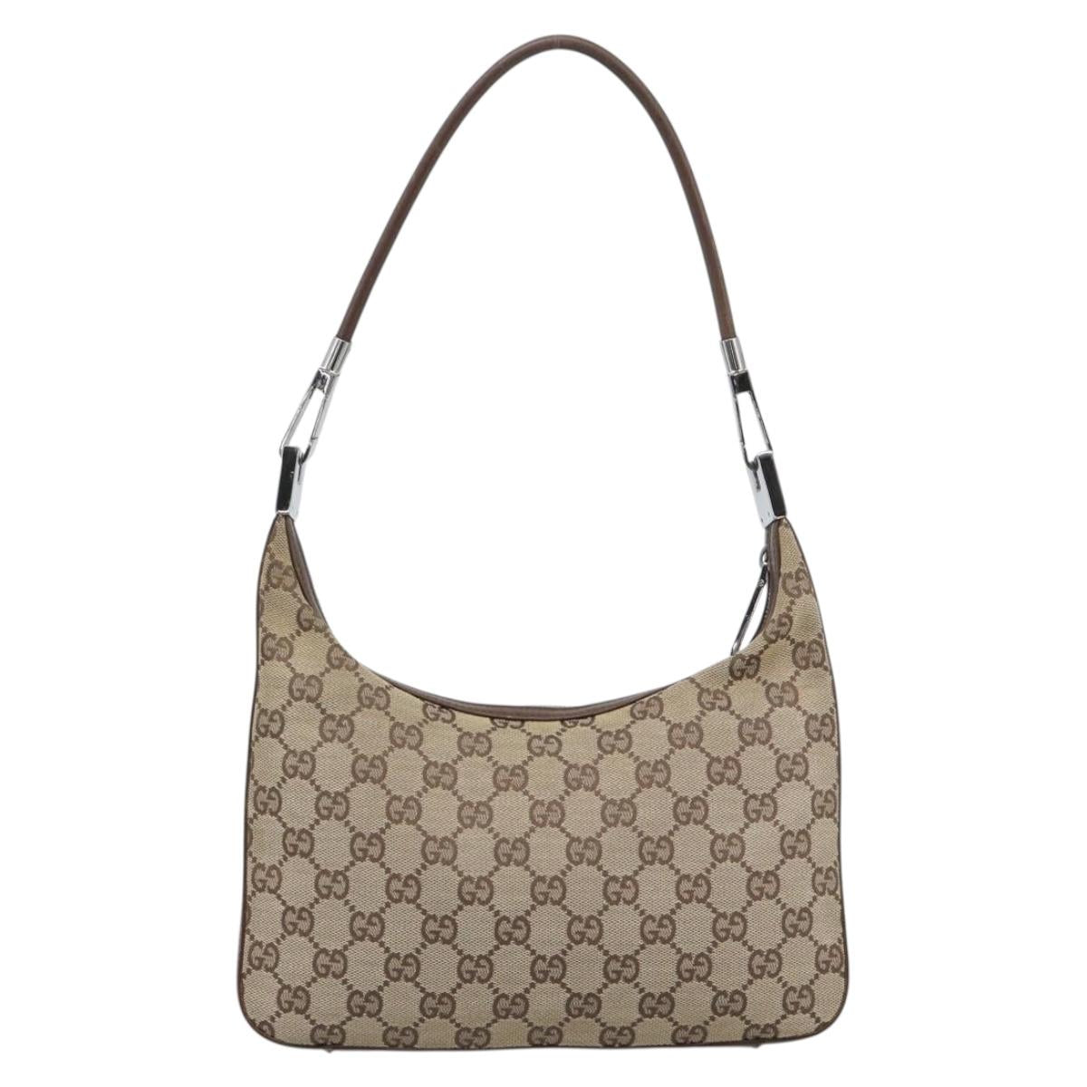 GUCCI GG Canvas Shoulder Bag Beige Silver 001 3812 Auth ep15414A