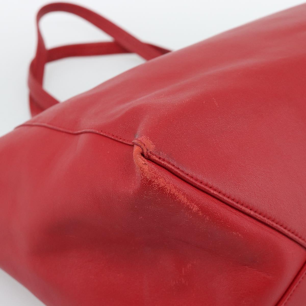 CELINE Horizontal Cabas Tote Bag Leather Red Gold Tone Auth ep15417
