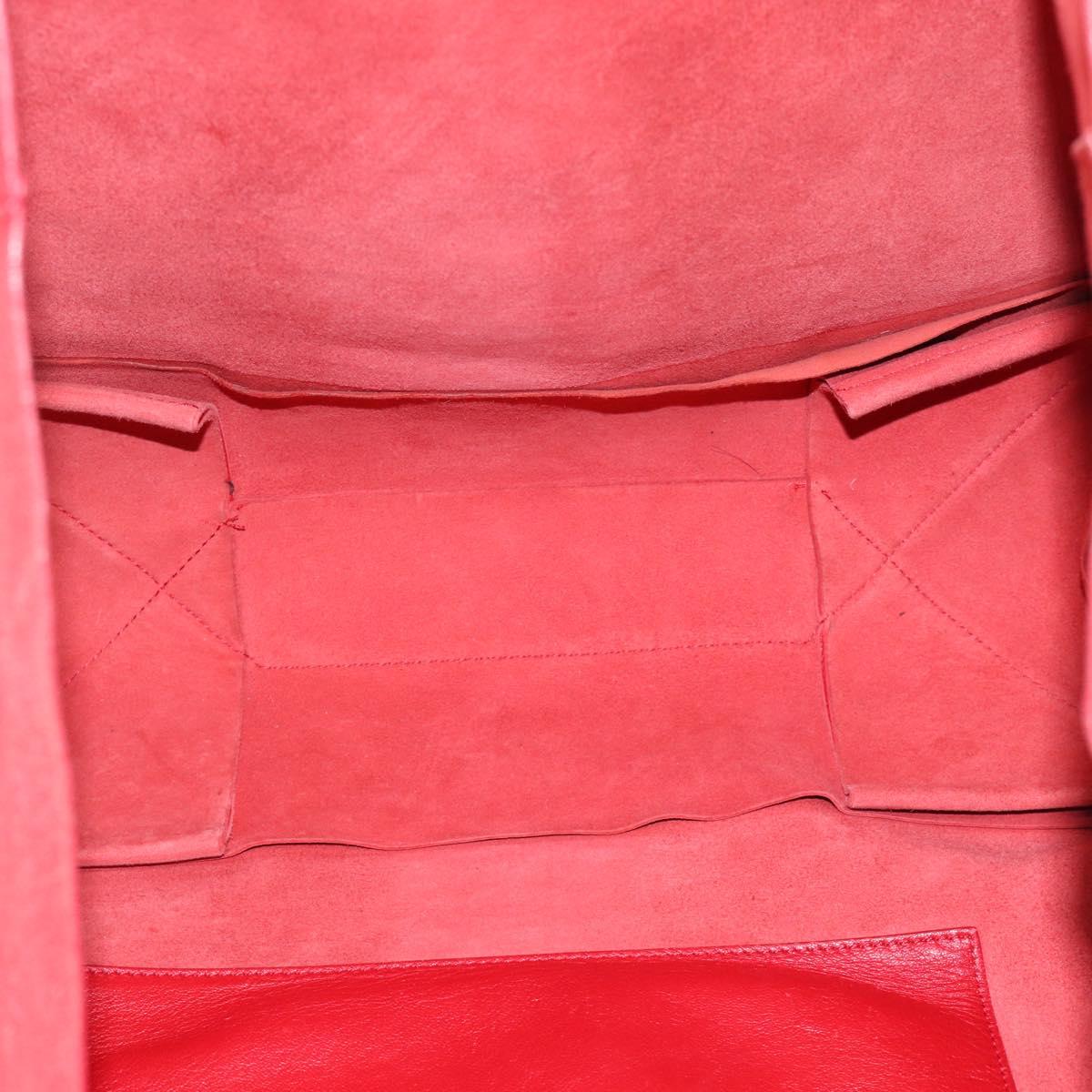 CELINE Horizontal Cabas Tote Bag Leather Red Gold Tone Auth ep15417