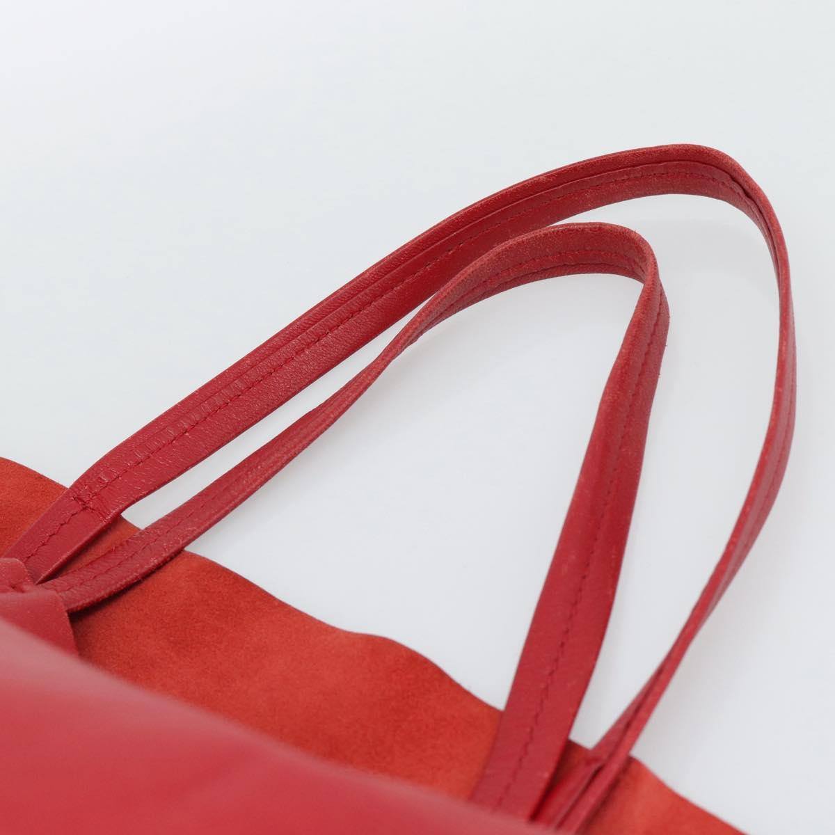 CELINE Horizontal Cabas Tote Bag Leather Red Gold Tone Auth ep15417