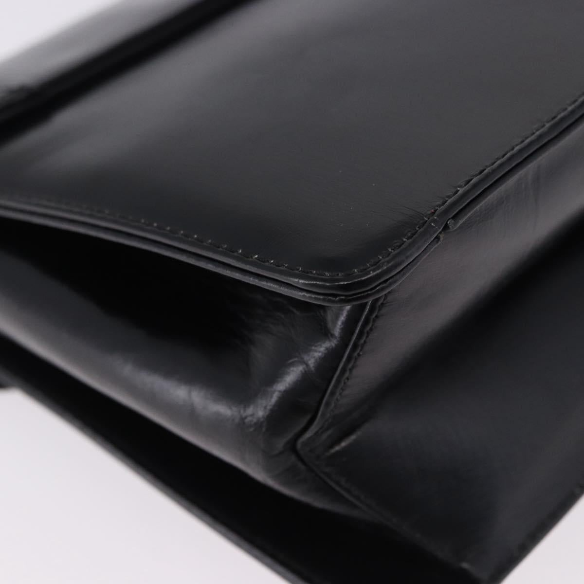 Christian Dior Shoulder Bag Leather Black Gold Tone Auth ep15419