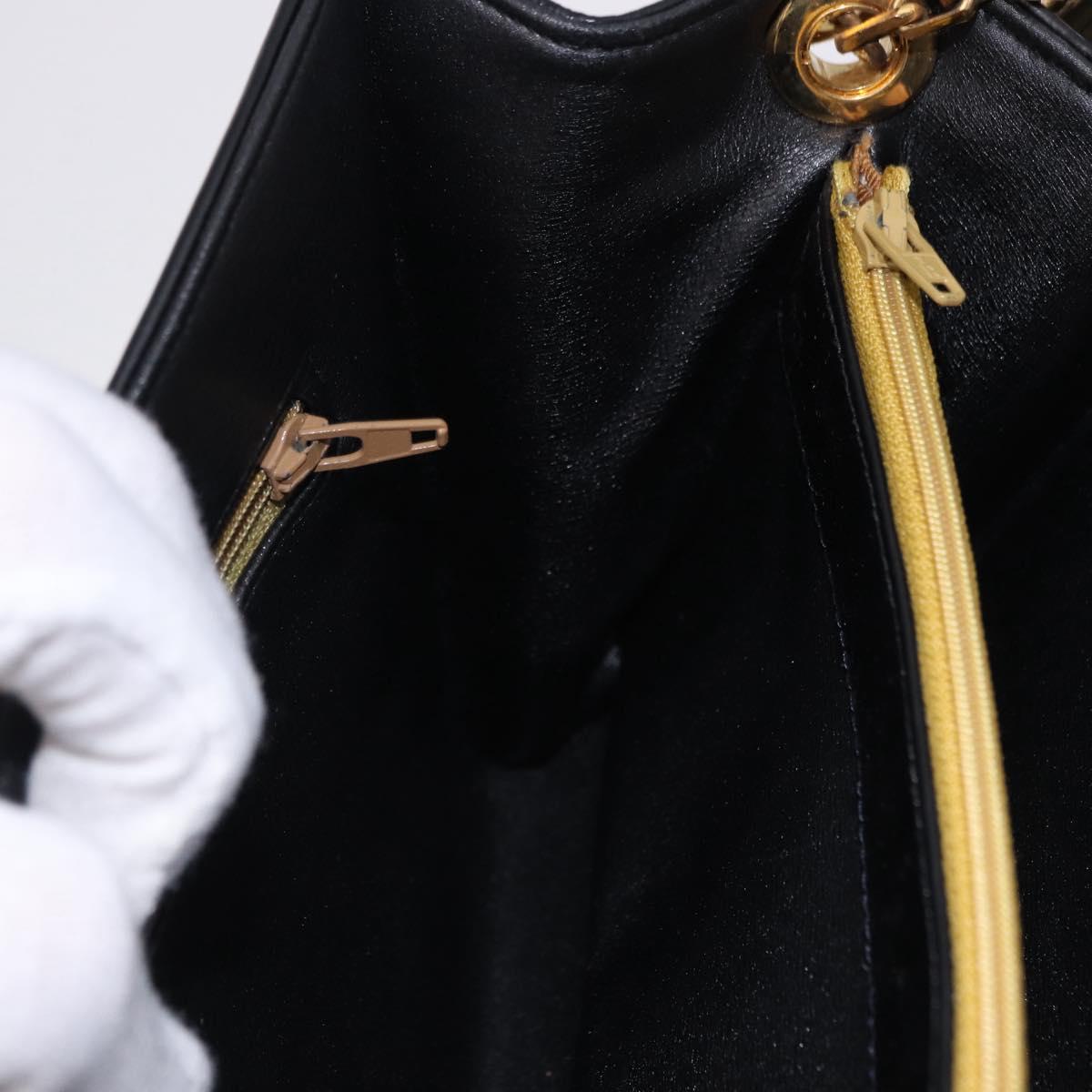 Christian Dior Shoulder Bag Leather Black Gold Tone Auth ep15419