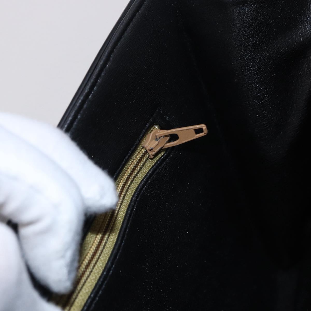 Christian Dior Shoulder Bag Leather Black Gold Tone Auth ep15419