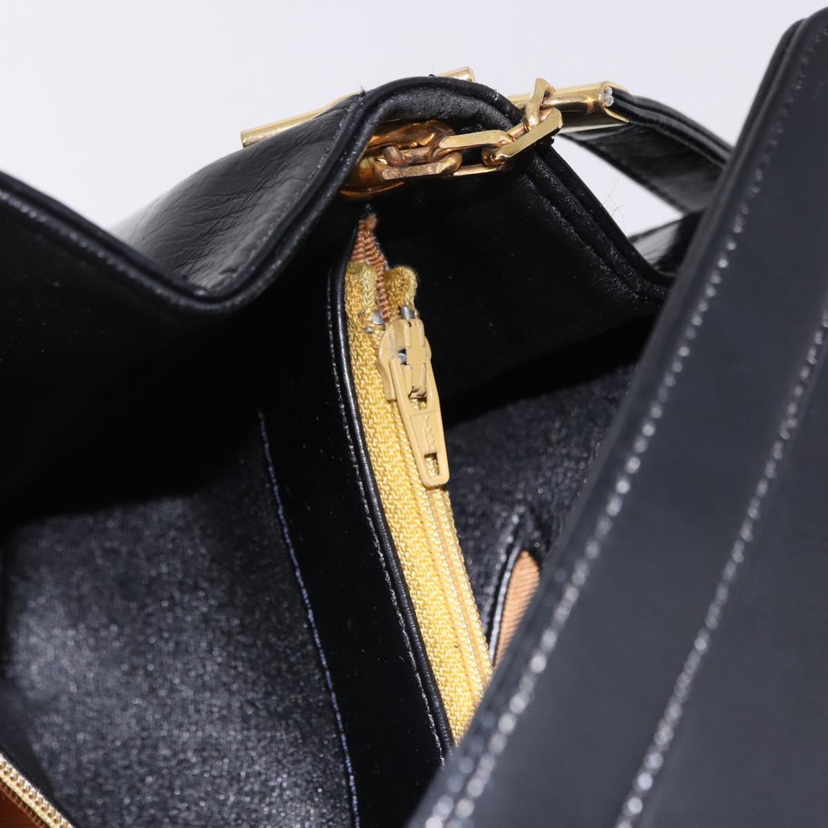Christian Dior Shoulder Bag Leather Black Gold Tone Auth ep15419