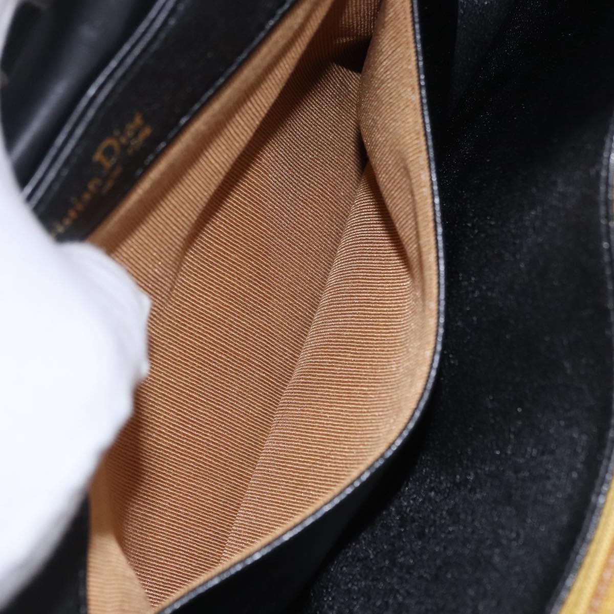 Christian Dior Shoulder Bag Leather Black Gold Tone Auth ep15419
