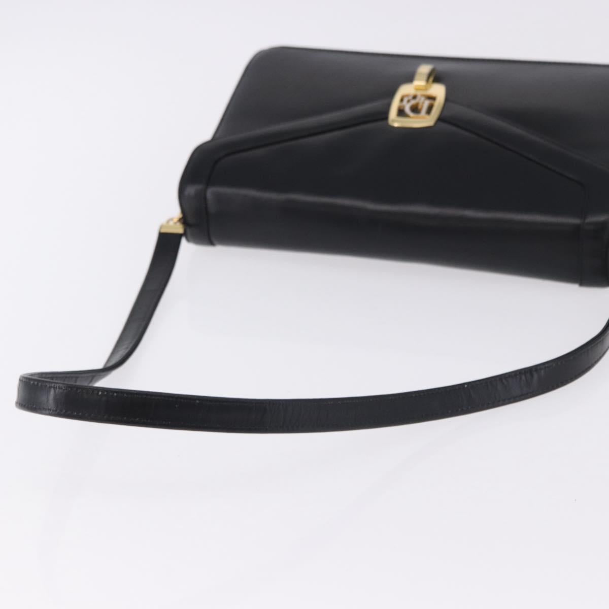 Christian Dior Shoulder Bag Leather Black Gold Tone Auth ep15419