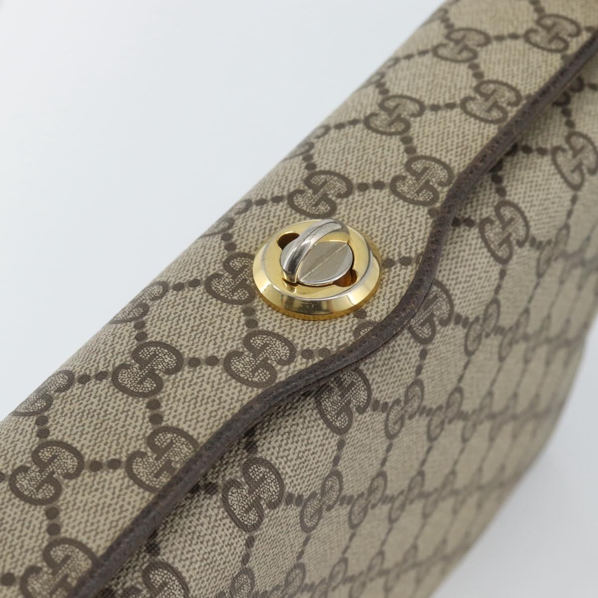 GUCCI GG Supreme Hand Bag PVC Leather Beige Gold Tone 001 085 1368 Auth ep15420