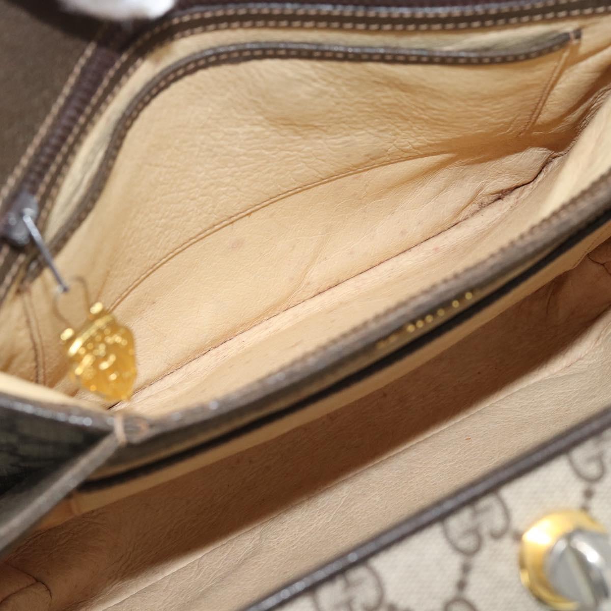GUCCI GG Supreme Hand Bag PVC Leather Beige Gold Tone 001 085 1368 Auth ep15420