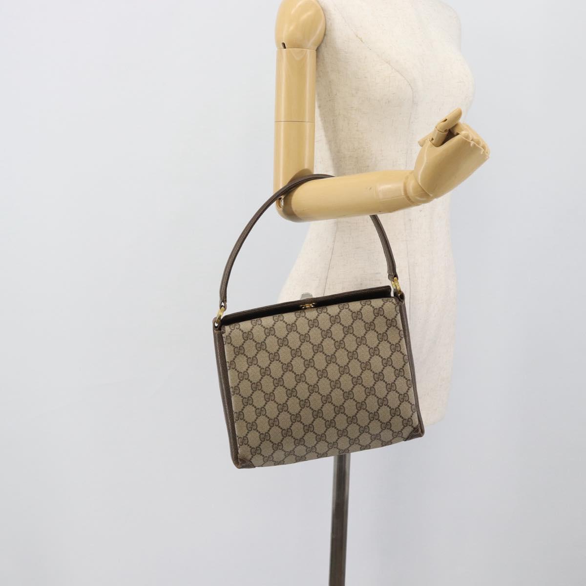 GUCCI GG Supreme Hand Bag PVC Leather Beige Gold Tone 001 085 1368 Auth ep15420