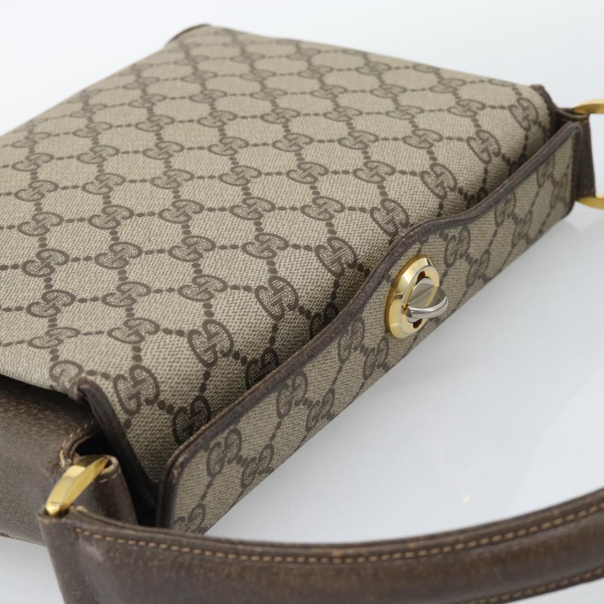GUCCI GG Supreme Hand Bag PVC Leather Beige Gold Tone 001 085 1368 Auth ep15420