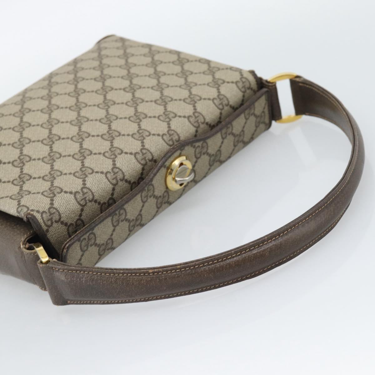 GUCCI GG Supreme Hand Bag PVC Leather Beige Gold Tone 001 085 1368 Auth ep15420
