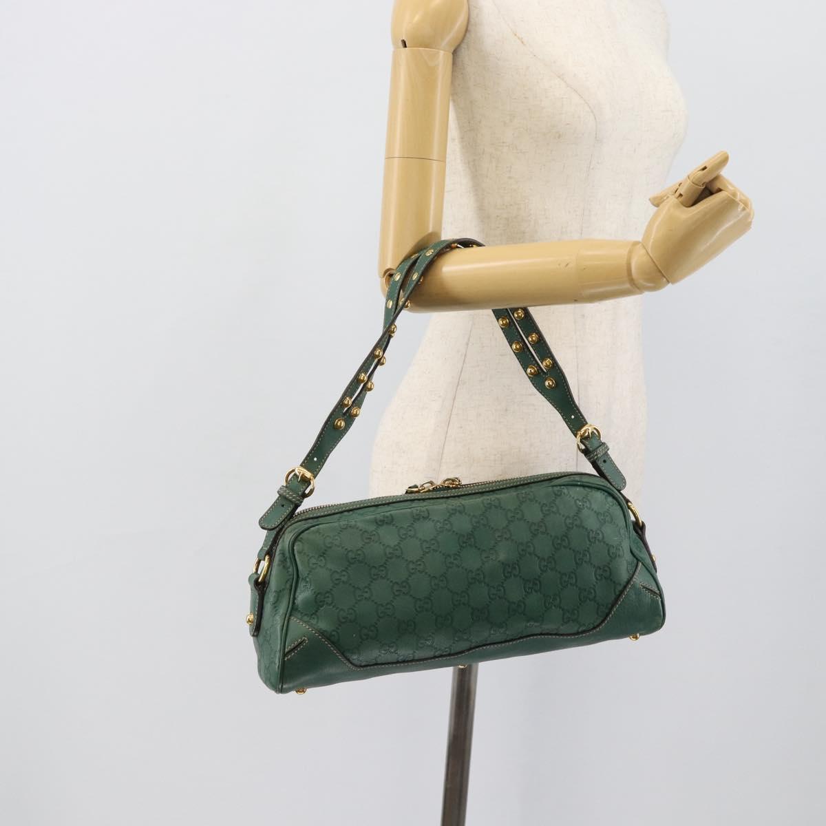 GUCCI GuccissimaGG Shoulder Bag Leather Green Gold Tone 159407 Auth ep15422V