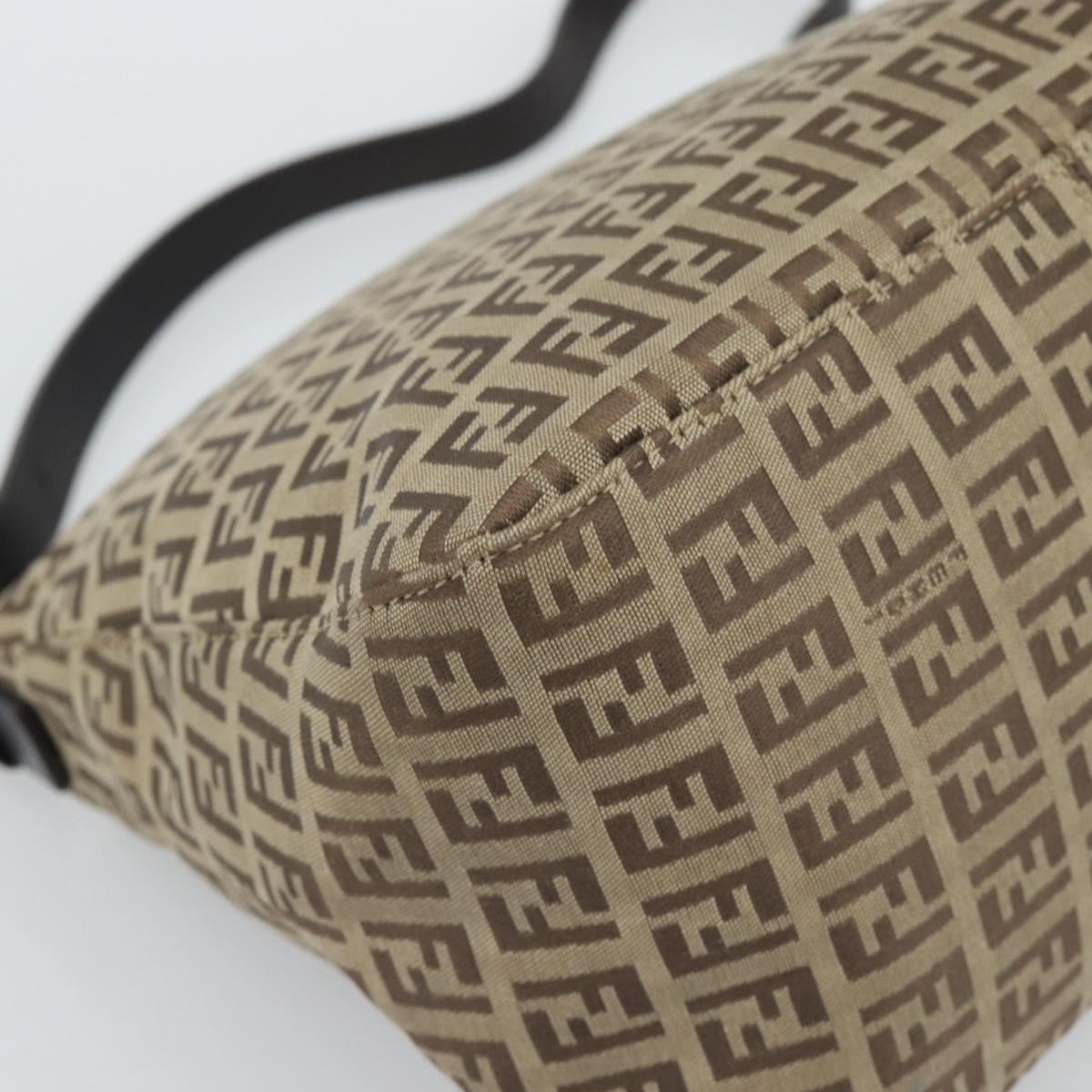 FENDI Zucchino Canvas Mamma Baguette Bag Beige Silver 8BR004 Auth ep15424V