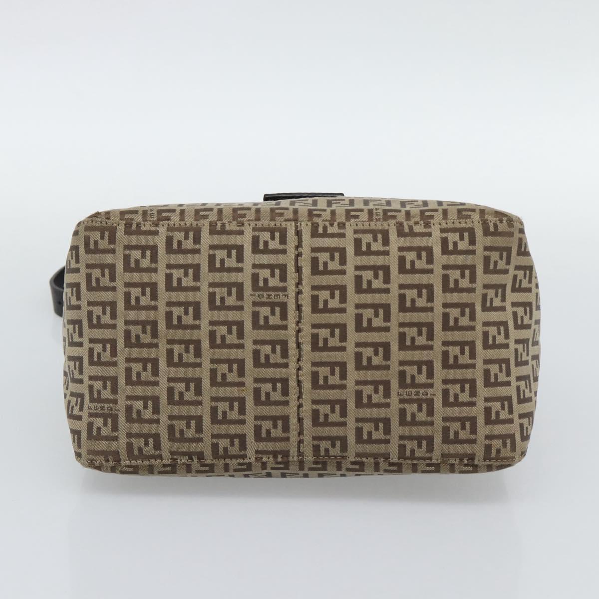 FENDI Zucchino Canvas Mamma Baguette Bag Beige Silver 8BR004 Auth ep15424V