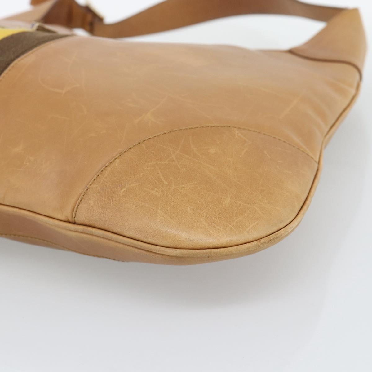 GUCCI Jackie Hand Bag Leather Beige Gold Tone 001 4312 Auth ep15425